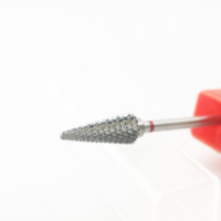 Fraise conique en carbure pour manucure, double coupe avec une spirale inclinée à flûte gauche, pour outils électriques de dépose