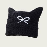 Nuevo Gorro de Invierno Tejido a Mano con Diseño de Pequeño Diablo, Gorro de Punto a Rayas con Orejas de Gato, Cálido y Moderno