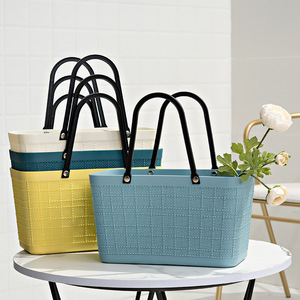 Panier de courses rectangulaire en plastique durable, panier de rangement de petite, moyenne et grande capacité pour le linge et les courses - Product Image 1