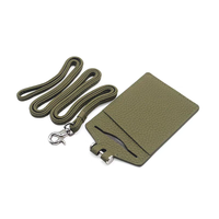Porte-badge en cuir de vachette véritable avec fenêtre, étui à carte à cordon détachable, logo personnalisé, fabrication OEM en gros
