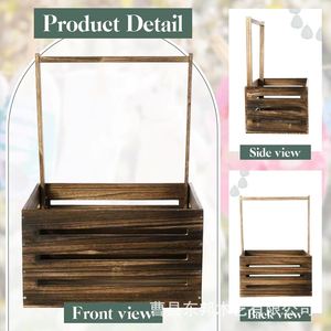 Caja de madera para baby shower con asa, cesta para bebé con corona, caja de almacenamiento, caja de regalo de madera para baby shower - Product Image 4