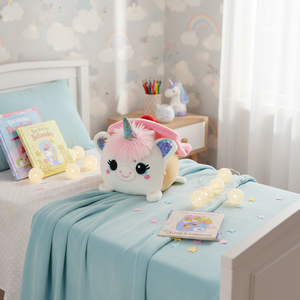 Moderno Cuscino Peluche Unicorno Rosa Fragola da 8 Pollici con Stampa Digitale NYFY-1215 MOQ 100 Regali Prodotto in Cina - Product Image 3