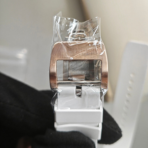 High End Ladies Quartz <b>Watch</b> White Ceramic Tonneau Case with Rose Gold Diamond Dial - Product Image 5