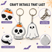 Porte-clés personnalisé en PVC souple pour Halloween, étanche, idéal pour cadeau promotionnel, souvenir, breloque de sac, ou événementiel