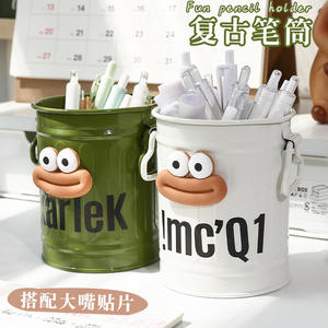 Porte-stylo mignon rond en plastique avec poignée pour étudiants, organisateur de bureau, rangement, cadeau, design d'impression numérique - Product Image 2