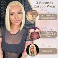 Pré-plumé et pré-coupé Blonde HD Lace Closure Perruque courte sans colle cheveux vierges pour les femmes pré-blanchi Wear and Go Perruque
