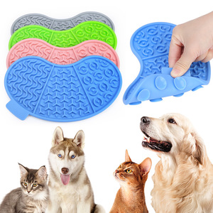Silicone Pet Lick Mat Non Slip Feeding Mat for Dogs <b>Cats</b> Rounded Geometric Pattern Blue Green Pink Gray Waterproof Indoor Use - Product Image 4