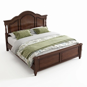 Camas de Madera Clásicas de Diseño Retro Americano, Tamaños de 1.8 Metros y 1.5 Metros, Camas Modernas King y <span class=keywords><strong>Queen</strong></span> para Hotel y Villa, Madera Sólida - Product Image 2