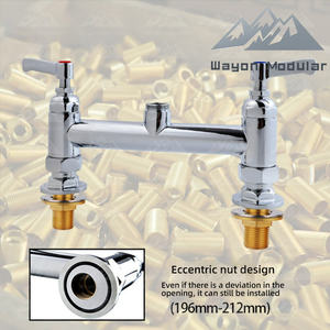 Wayon commerciale a doppia maniglia <span class=keywords><strong>rubinetto</strong></span> in ottone 8 pollici beccuccio a battente disegno industriale montaggio a ponte per lavello cucina rubinetti per acqua 2 fori - Product Image 3