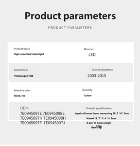 New 12V cao-gắn phanh ánh sáng và phía sau va chạm cảnh báo tín hiệu ánh sáng cho Volkswagen <span class=keywords><strong>T5</strong></span> multivan T6 xe đèn 7e0945097e - Product Image 6