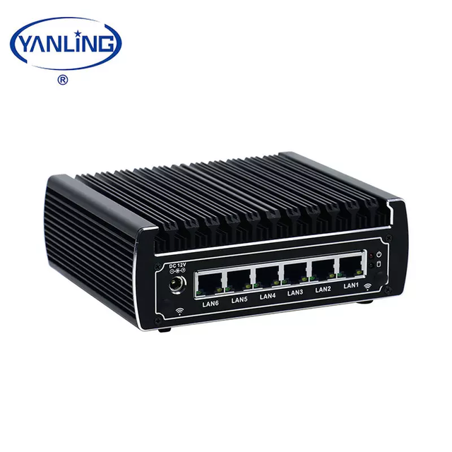 Fanless Mini PC Core I3 8130U Project Computer Mini Server 6*LAN RJ45 1*COM 4*USB 1*HD-MI Support AES-NI