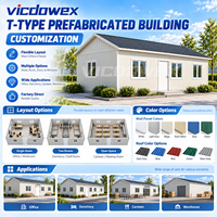 VICDOWEX Solution de construction préfabriquée de luxe en forme de T, isolation thermique, ignifuge, pour grands camps de construction et logements