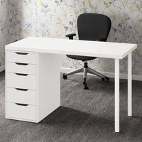 Bureau d'étude simple et pratique avec 5 tiroirs, bureau d'ordinateur moderne de style nordique blanc, bureau à domicile, petit poste de travail personnalisé, surface en bois