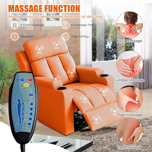 Fauteuil inclinable réglable de détente, chaise longue individuelle, canapé inclinable en cuir couleur orange pour salon - Product Image 3