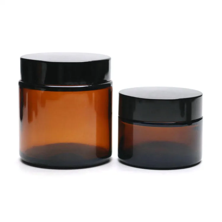 4 oz 120ml Empty Black Lid Amber Coffee Packaging Glass 4oz Cosmetic Jar