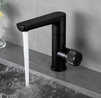 Robinet de lavabo SANIVITAL en céramique à capteur tactile en aluminium, affichage numérique rotatif, monotrou, à poser sur le comptoir, pour salle de sport et salle de bain