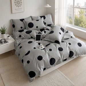 Juego de Ropa de Cama de Lujo con Diseño de Puntos Monocromáticos, Envío Directo desde la UE, Edredón de Algodón Gris 160x200 200x220cm, Almacén en Polonia - Product Image 6