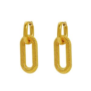 Boucles <span class=keywords><strong>d</strong></span>'oreilles pendantes exagérées en chaîne Boucles <span class=keywords><strong>d</strong></span>'oreilles géométriques en acier inoxydable plaqué or 18 carats - Product Image 1