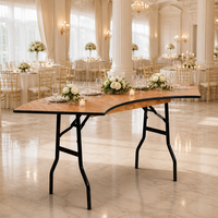 Table de réception pliante en contreplaqué avec pieds pliants en acier pour cérémonie de mariage et réception nuptiale, directement du fabricant
