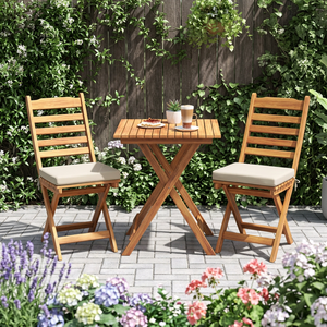 Chaise de jardin pliante minimaliste en teck avec dossier, personnalisable, pour terrasse extérieure, avec coussin de siège - Product Image 2