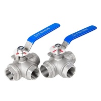 Vanne à boisseau sphérique industrielle 3 voies en acier inoxydable SS316 CF8m, filetage femelle, ports en T et en L, 1000WOG, manuelle, pour mélange et déviation de fluides