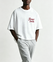 Camiseta de Hombre Personalizada de Moda Urbana con Bordado de Letras Simple, Manga Corta, Casual, Hombros Caídos