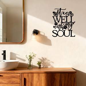 Arte Caligráfico, Arte de Pared con la Frase "Está Bien con Mi Alma", Decoración Metálica con Escrituras - Arte de Pared Cristiano Inspirador para el Hogar, la Oficina y el Dormitorio - Product Image 4