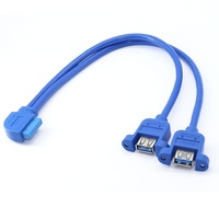 Cable de datos USB 3.0 a 20 pines, adaptador de extensión de 20 pines para placa base a doble USB 3.0 con soporte de montaje fijo