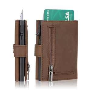 Precio al por mayor diseño libre personalizar Logo 100% genuino <span class=keywords><strong>vaca</strong></span> ocultar Crazy Horse billetera de cuero para los hombres - Product Image 1
