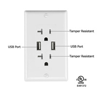 Hooanke OEM/ODM Mevcut Çift USB Girişli Priz, 20A Hızlı Şarj Etkinli Kurcalamaya Dayanıklı Duvar Prizi, ETL Sertifikalı, Yan ve Arka Kablolu