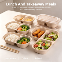Contenants alimentaires biodégradables en bagasse écologiques de 850/1000 ml avec couvercles en PP/PET/pulpe, revêtement UV, estampage, forme ovale pour sushis