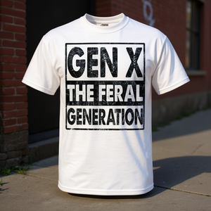 T-shirt con umorismo retrò Gen X The Feral Generation per uomo e donna, maglietta grafica promozionale - Product Image 3