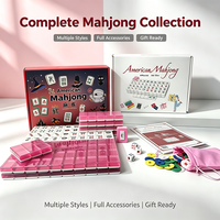 Jeu de Mahjong américain rose pailleté, 166 tuiles, kit complet de Mahjong avec valise en PU, cadeau de vacances, jeu de société Mahjong