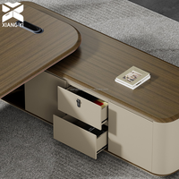 Ensemble de bureau de direction ergonomique en L moderne avec rangement intégré, design modulaire en bois pour immeuble de bureaux, mobilier de luxe