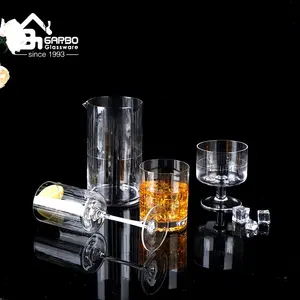 中国供应商热卖酒吧手工制作玻璃高脚杯雕刻水玻璃高脚杯高品质玻璃器皿热卖