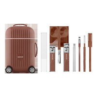 Ensemble de coupe-ongles miniatures 8-en-1 en plastique et acier inoxydable Lattis pour la maison, avec étui de voyage pour outils de manucure