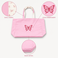 Bolsa de Lona para Mujer, Bolsas de Lona Personalizadas con Diseño de Mariposa, Color Coral, Magenta, Marrón, Grande, para Compras Diarias, Venta al por Mayor