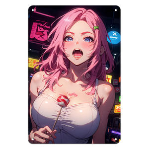 لوحات معدنية من الصفيح بتصميم فتاة الثعلب من الأنمي لتزيين الجدران، ملصقات كلاسيكية ورسومات حديدية لكهف الرجل والمنزل والمقهى والحديقة والنادي والبار - Product Image 4