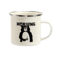 Mug en émail en acier métallique avec impression de logo personnalisé, tasse de camping en émail blanc à sublimation, mug à café en émail en métal en gros