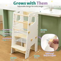 Torre de aprendizaje Montessori de madera ajustable con asiento extraíble para niños pequeños