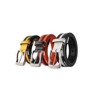 New digital printing embossing logo for men adjustable buckle handmade leather belt Pin Buckle Belt Men casual belt