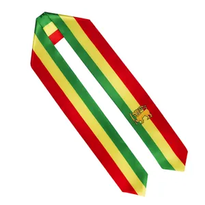 Ethiopia Country Nation Flag Satin Scarf Graduation Sublimation Sash Stole Honor Scarf