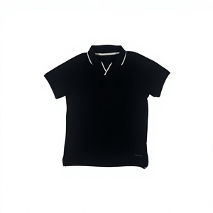 Camisa Negra Personalizada para Hombre, Manga Corta, Cierre de Contraste, Transpirable, de Algodón, Informal, Veraniega, Estilo Urbano, Minimalista - Product Image 2