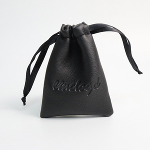 Wholesale Custom Logo Pu Leather <b>Drawstring</b> <b>Bags</b> Jewelry Gifts Storage <b>Waterproof</b> Black Dust <b>Bag</b> for Data Cable and Earphone - Product Image 4