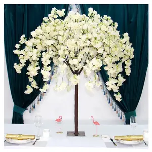 Dessus de table artificiel japonais éclairé blanc fleur de cerisier bleu violet fleur arbre dessus de table centre de table de mariage décor pour table