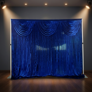 Support de toile de fond robuste à barre transversale unique 3 m x 3 m en aluminium argenté pour événements de mariage - Product Image 1