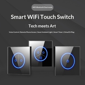 Interrupteur tactile intelligent WiFi <span class=keywords><strong>Tuya</strong></span>, type 86, norme EU/CN, fil neutre requis, panneau en verre trempé avec commande vocale via application - Product Image 1