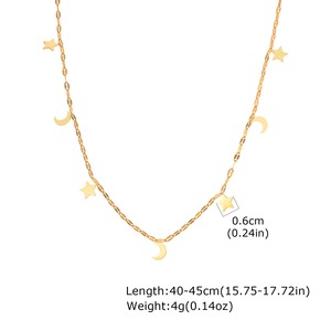 Atacado de Aço Inoxidável Star Moon Bonito Minimalista 18K Banhado A Ouro Mulheres Moda Jóias Personalizadas Charm Colares - Product Image 6