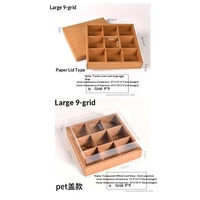 Boîte carrée jetable personnalisée en papier kraft à neuf compartiments avec couvercle et fond, logo imprimé sur mesure, pour fondue, pique-nique, desserts, cadeaux