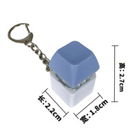 Glowing Mechanical Keyboard Keycap Keychain Transparent Plastic Square Stress Relief Pendant for DIY Gamer Gift